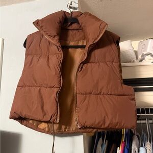 Brown Cropped Puffer Vest